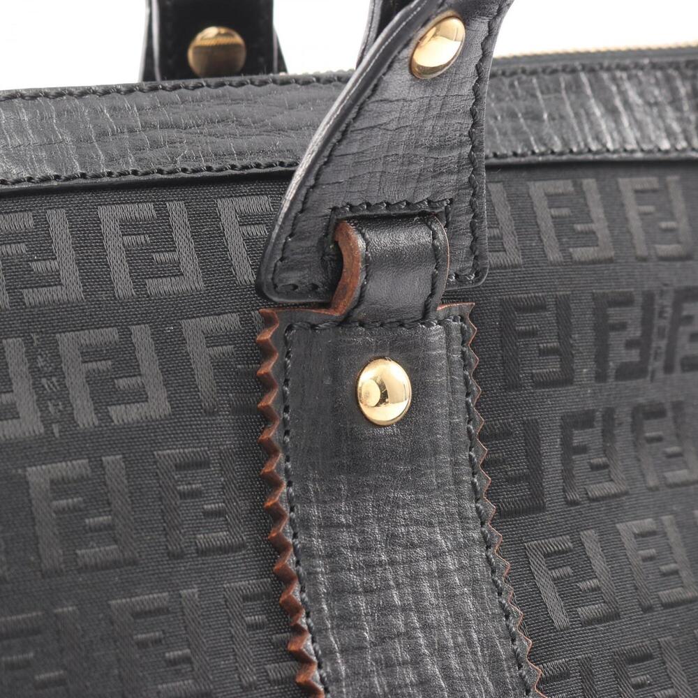 Fendi Zucchino Tote Bag Handbag Canvas Leather Women's Black - Picture 6 of 9